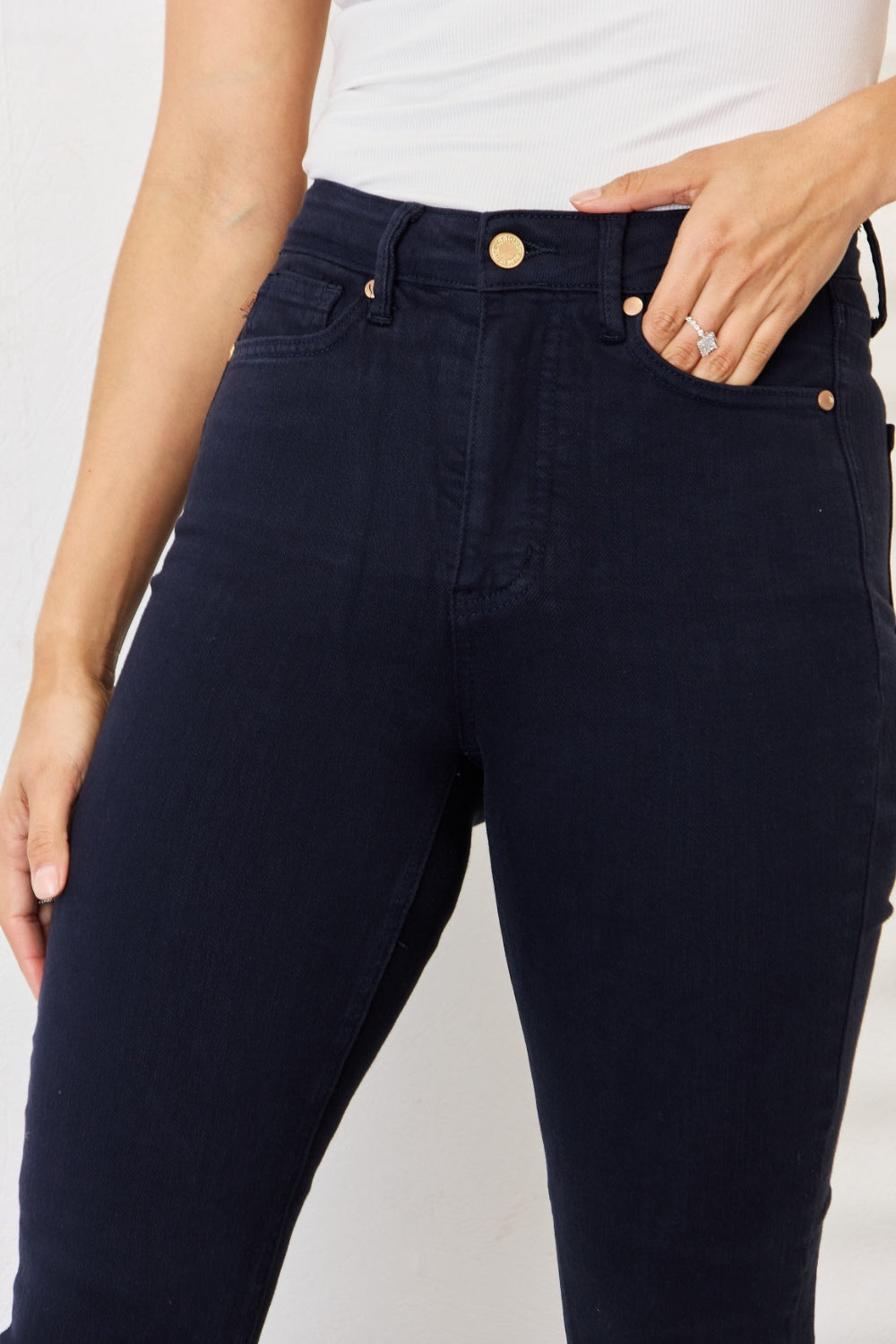 BOTTOM Full Size Garment Dyed Tummy Control Skinny Jeans