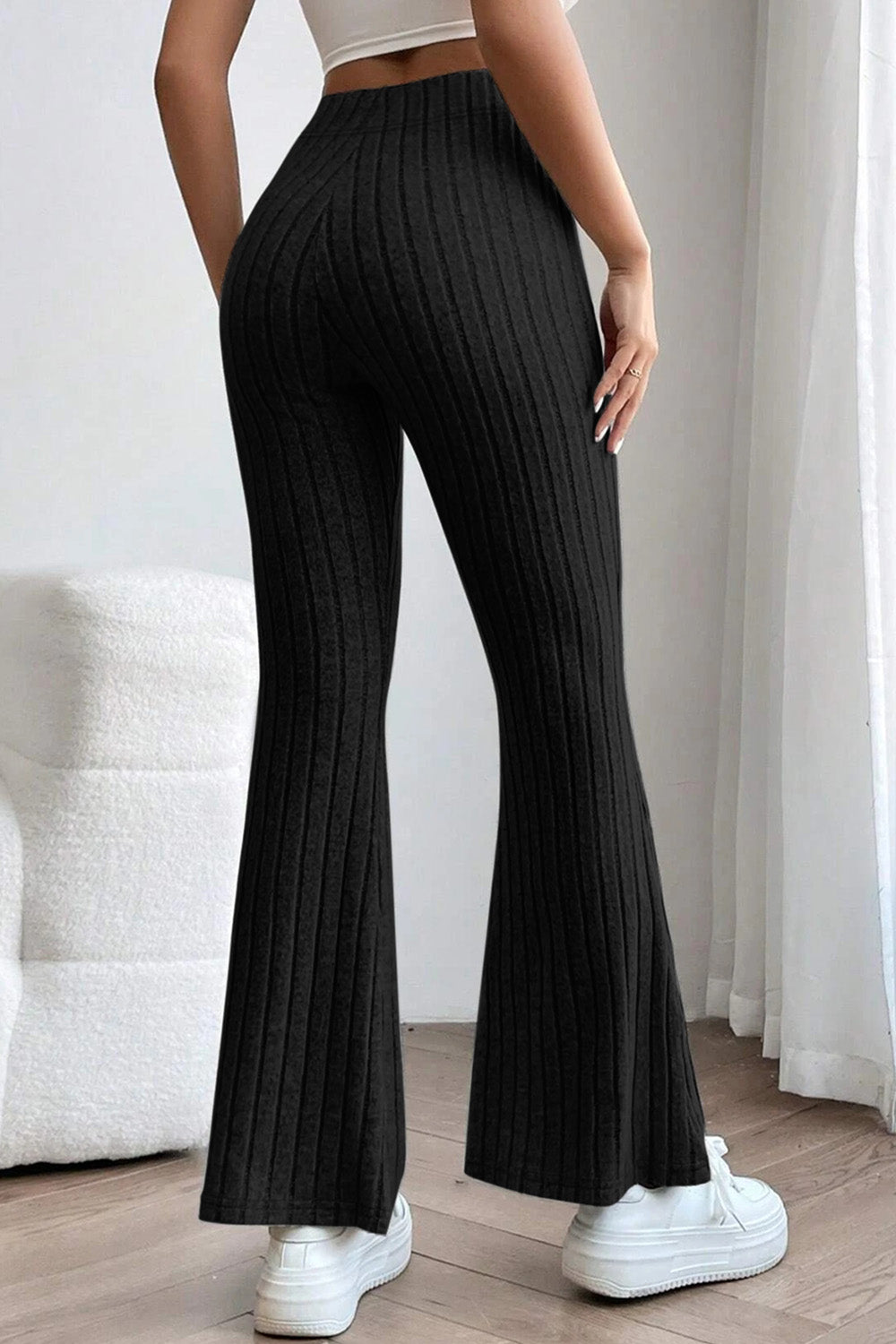 BOTTOM Basic Bae Full Size Ribbed High Waist Flare Pants