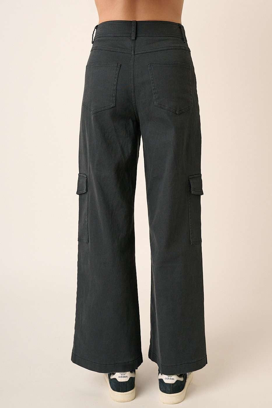 Bottom Mittoshop Wide Leg High Waist Pants with Cargo Pockets