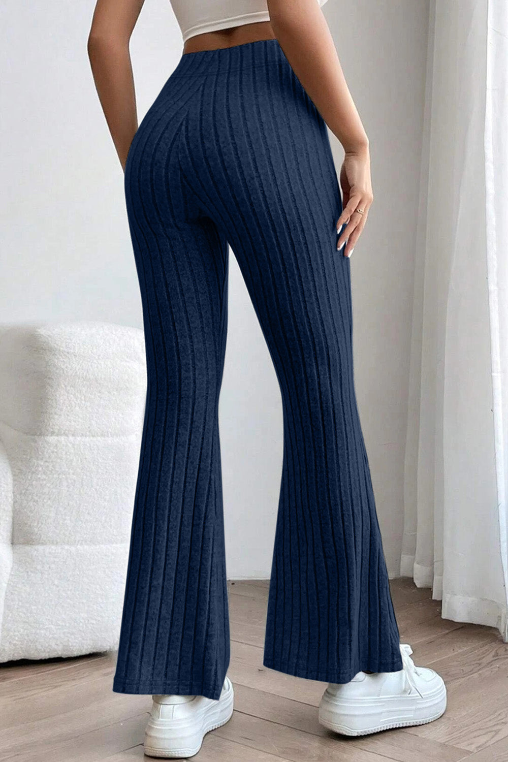 BOTTOM Basic Bae Full Size Ribbed High Waist Flare Pants