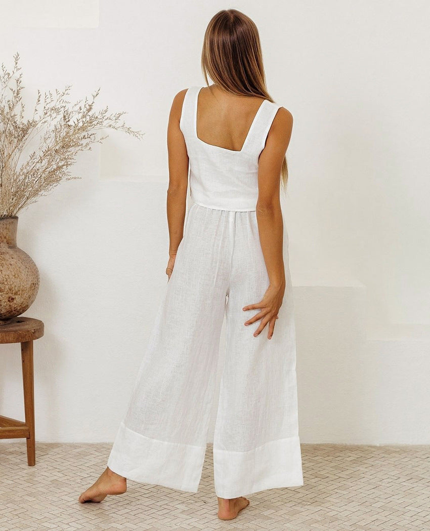 Set Square Neck Sleeveless Top and Pants Set