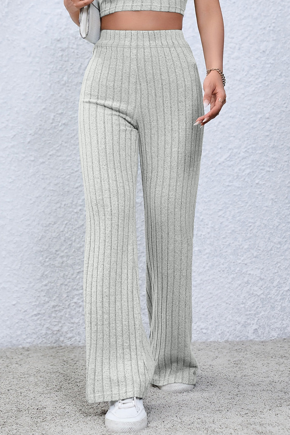 BOTTOM Basic Bae Full Size Ribbed High Waist Flare Pants