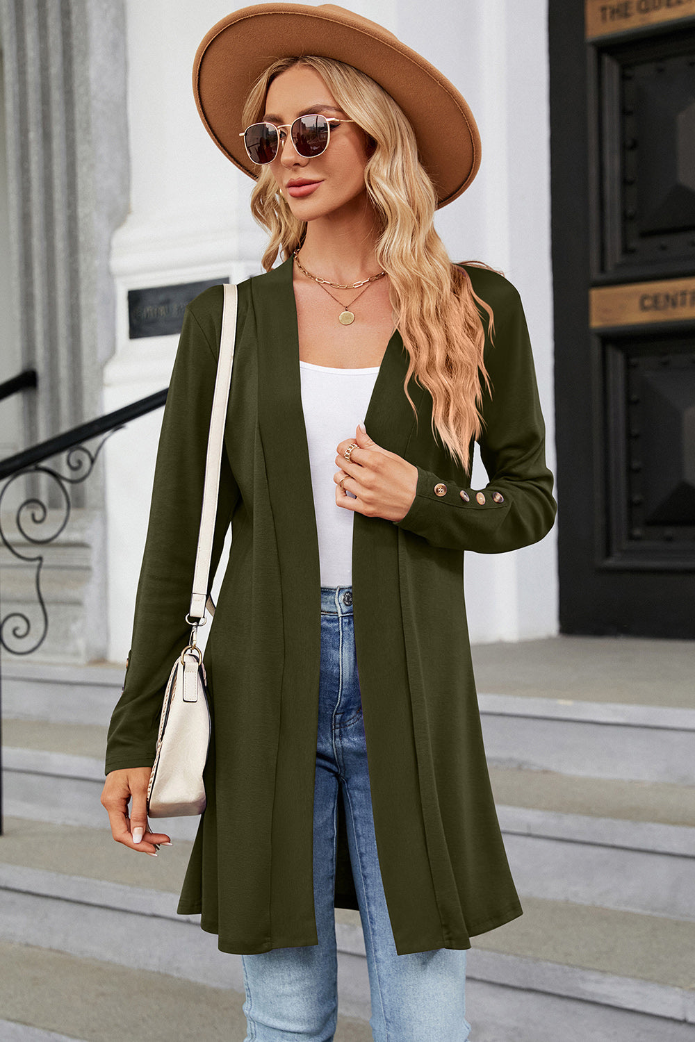 Outerwear Open Front Long Sleeve Cardigan