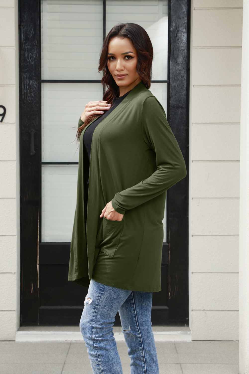 Outerwear_Basic Bae Full Size Open Front Long Sleeve Cardigan with Pockets