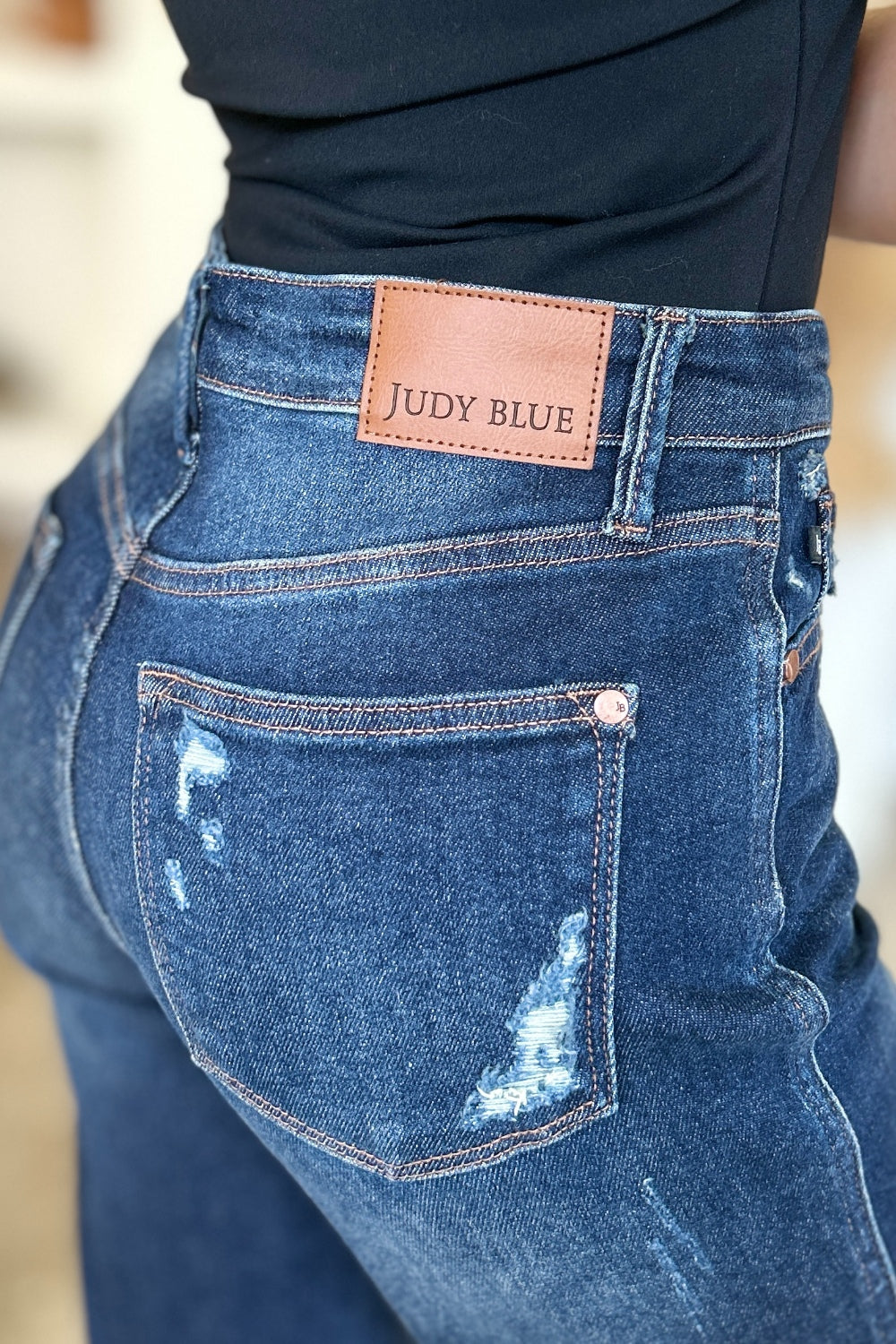 Bottom Judy Blue Full Size High Waist Rigid Magic Heavy Destroy Straight Jeans