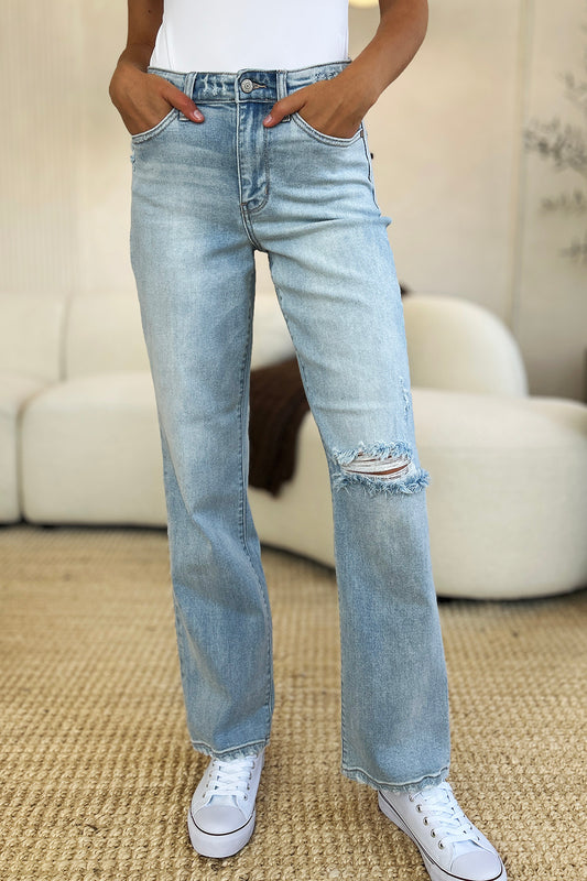 BOTTOM Judy Blue Full Size High Waist Distressed Straight Jeans