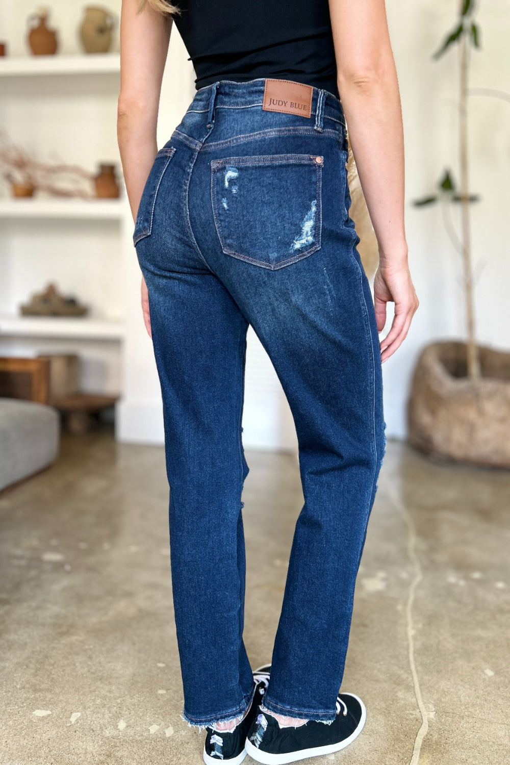 Bottom Judy Blue Full Size High Waist Rigid Magic Heavy Destroy Straight Jeans