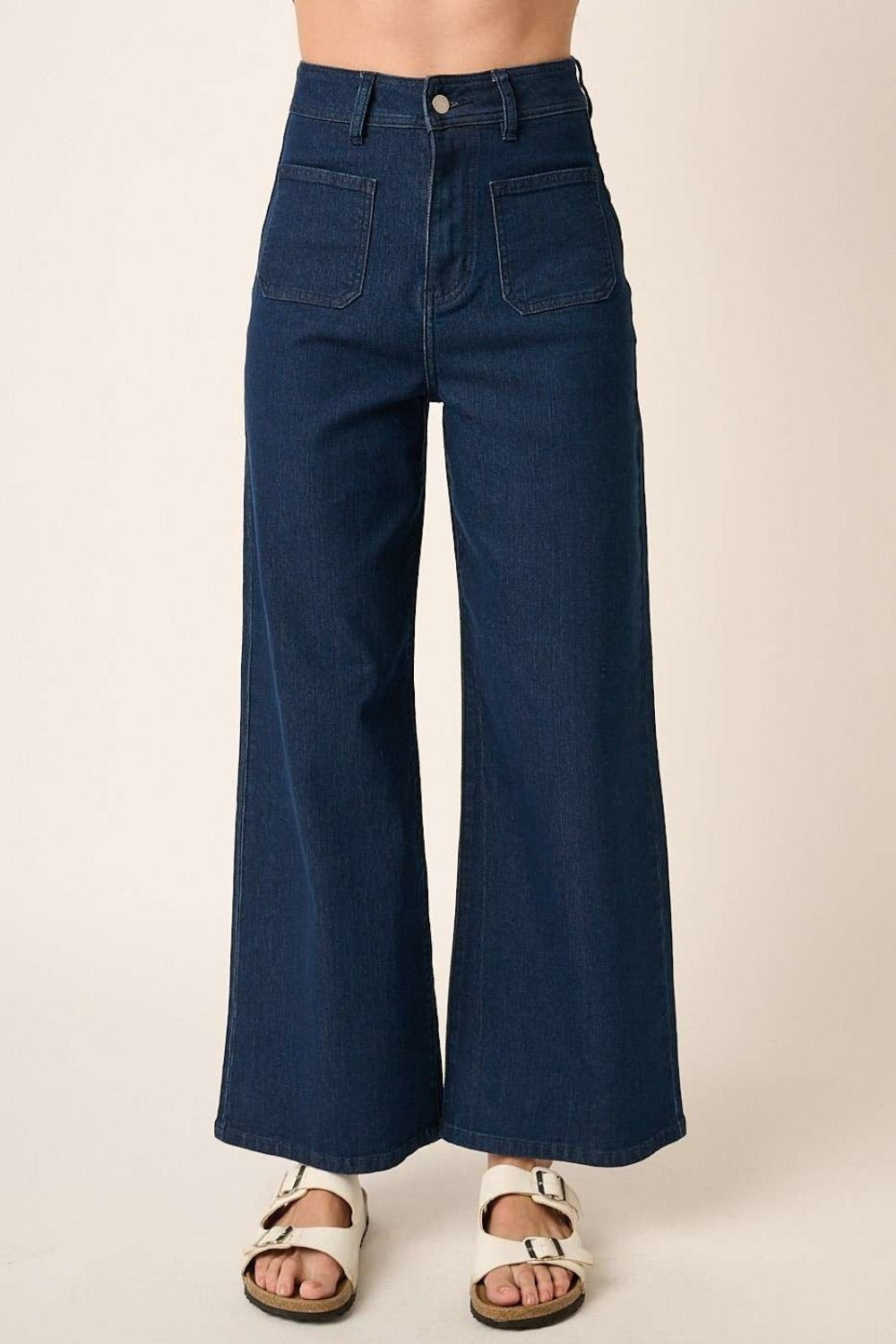 Bottom Mittoshop High Waist Wide Leg Jeans