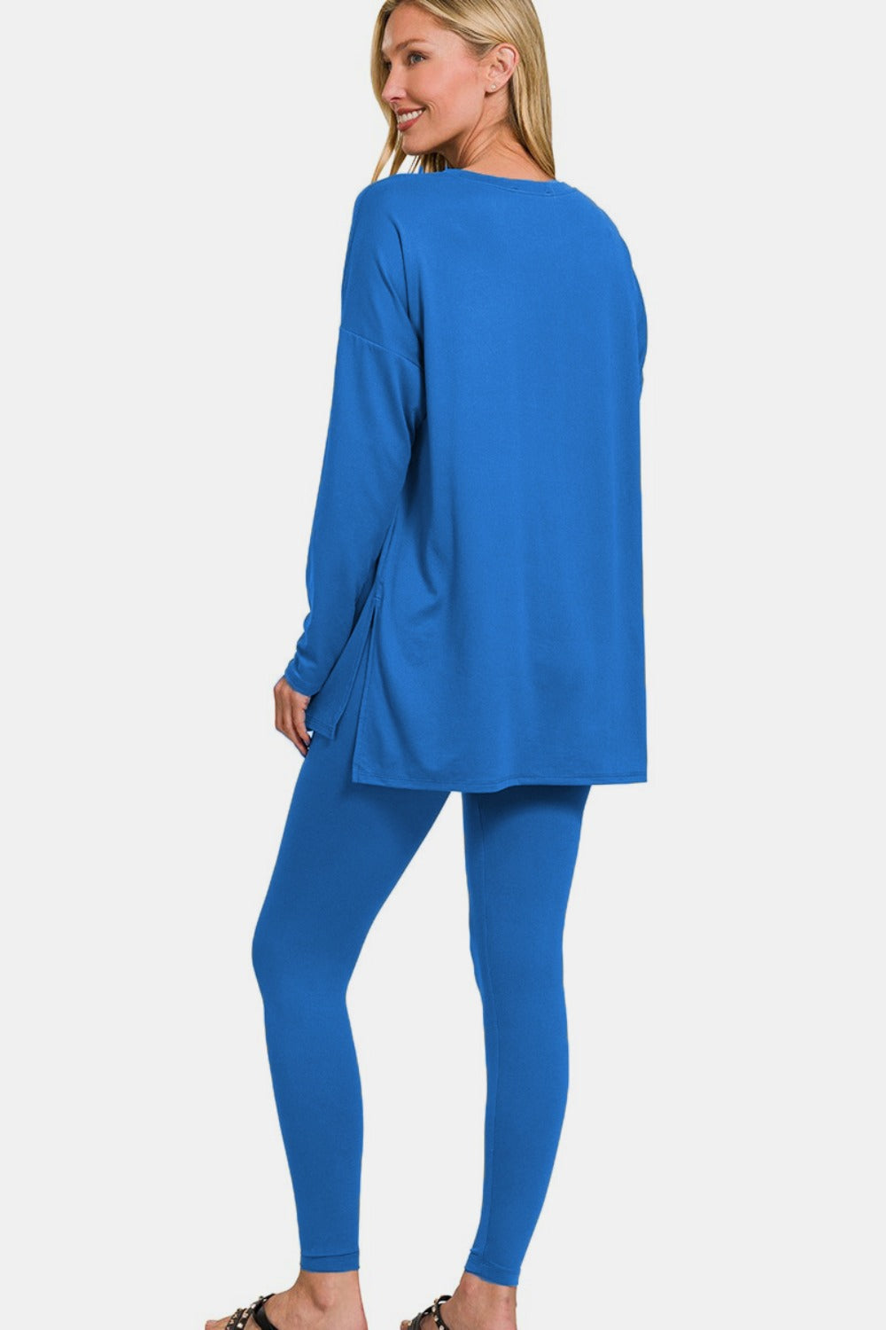 Set Zenana Full Size Brushed Microfiber Top and Leggings Lounge Set
