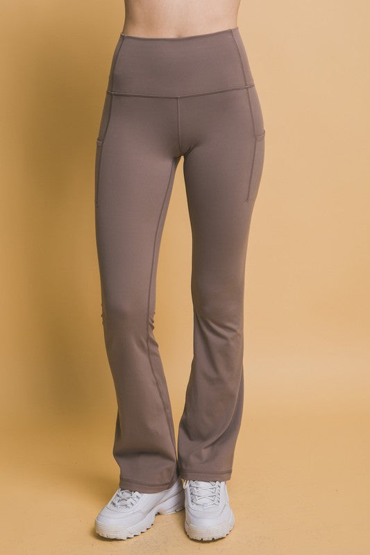 Bottoms Love Tree High Waist Flare Active Leggings with Side Pockets