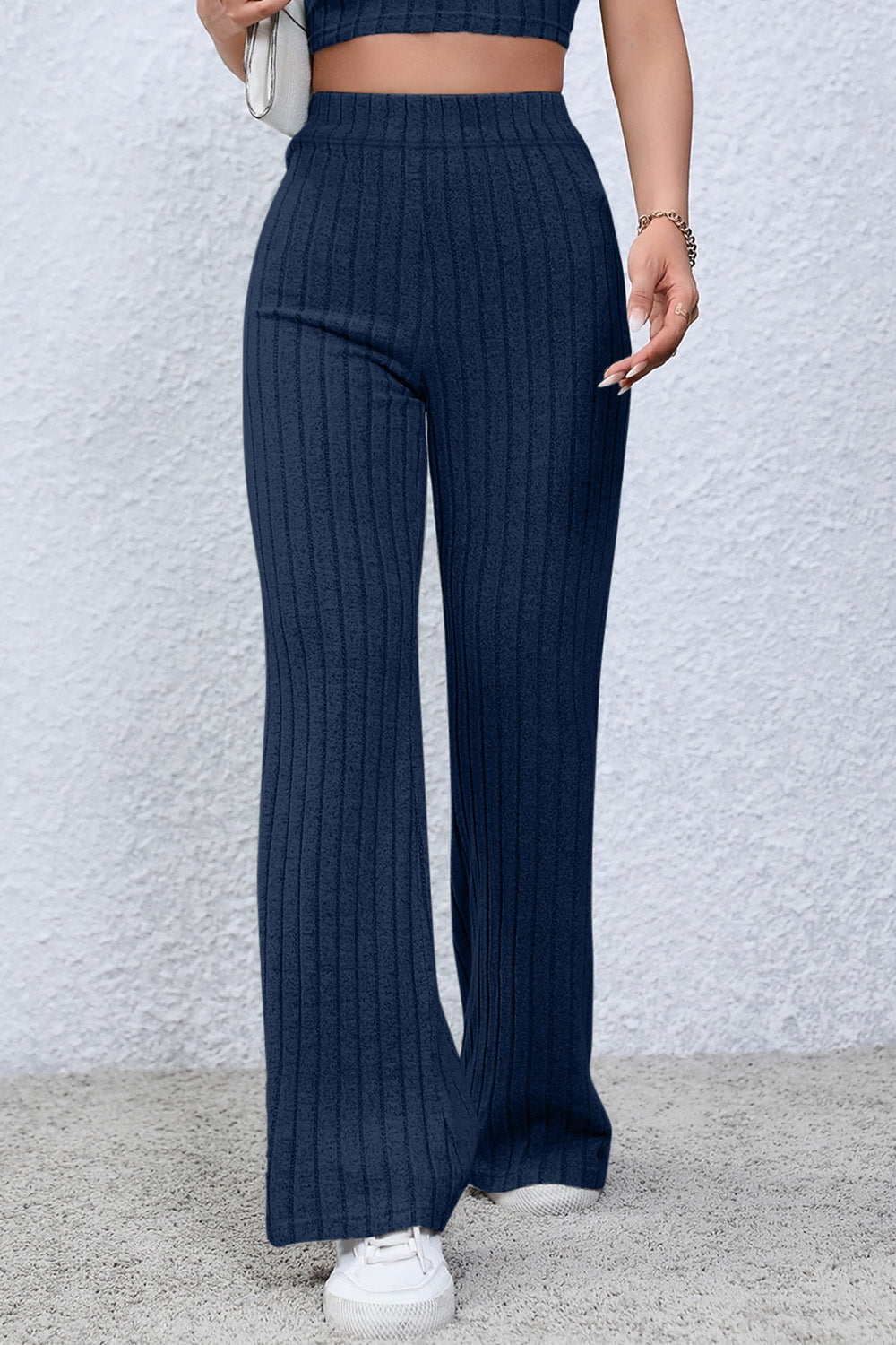 BOTTOM Basic Bae Full Size Ribbed High Waist Flare Pants