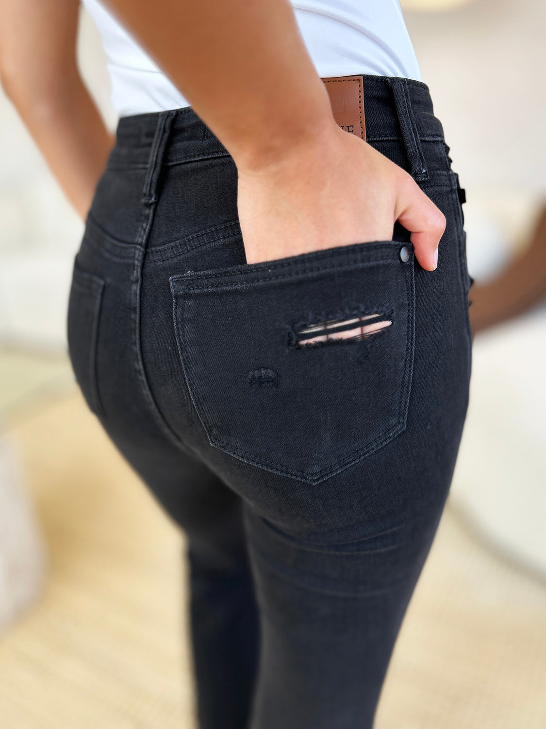 BOTTOM Judy Blue Full Size High Waist Distressed Flare Jeans