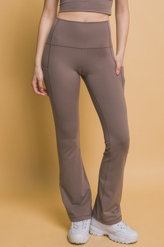 Bottoms Love Tree High Waist Flare Active Leggings with Side Pockets
