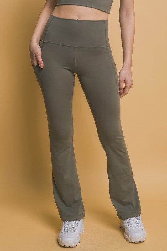 Bottom Love Tree High Waist Flare Active Leggings with Side Pockets