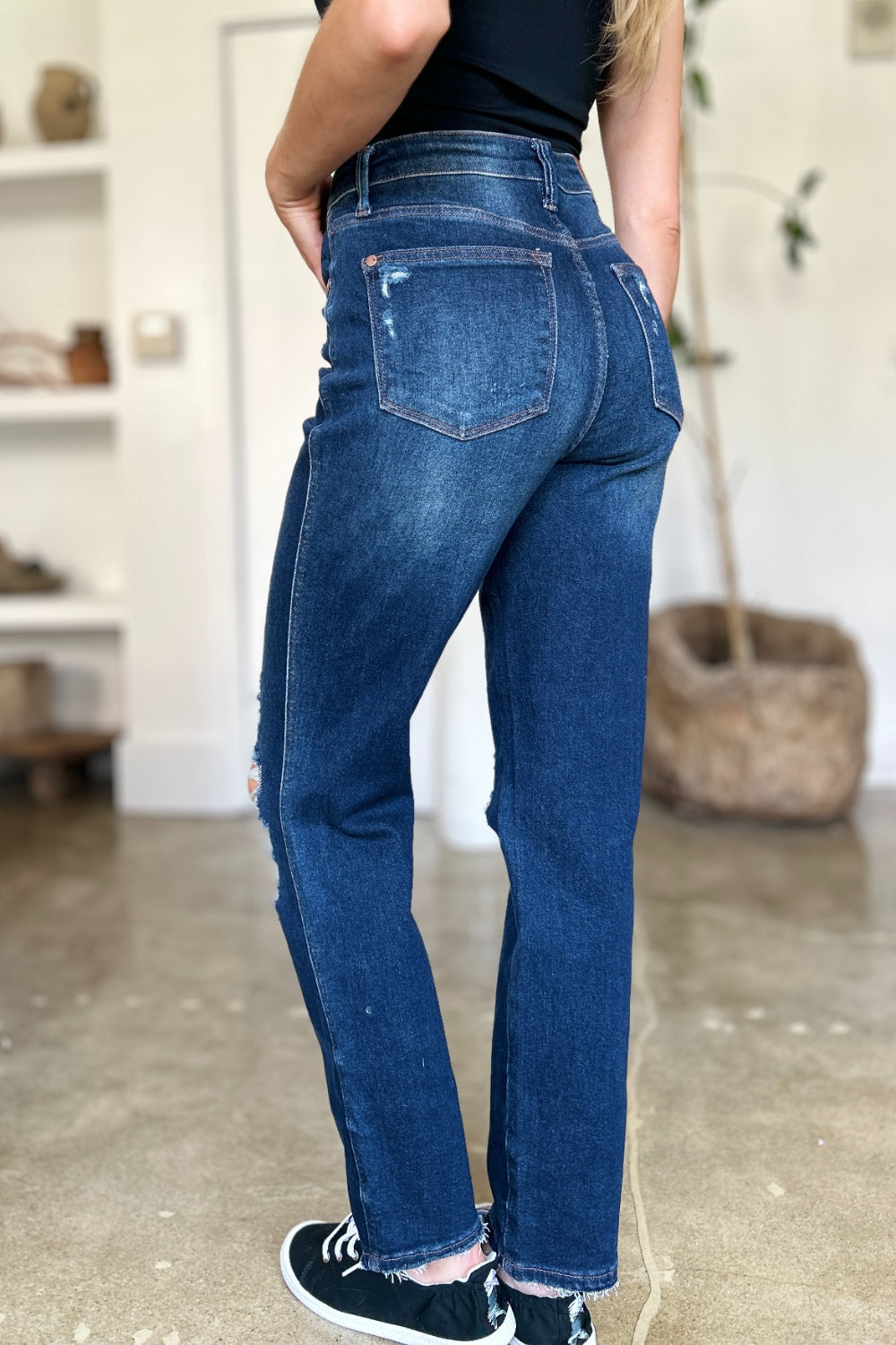 Bottom Judy Blue Full Size High Waist Rigid Magic Heavy Destroy Straight Jeans