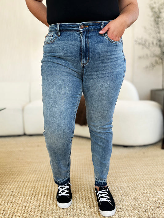 BOTTOM Judy Blue Full Size Mid Rise Rigid Magic Release Hem Jeans