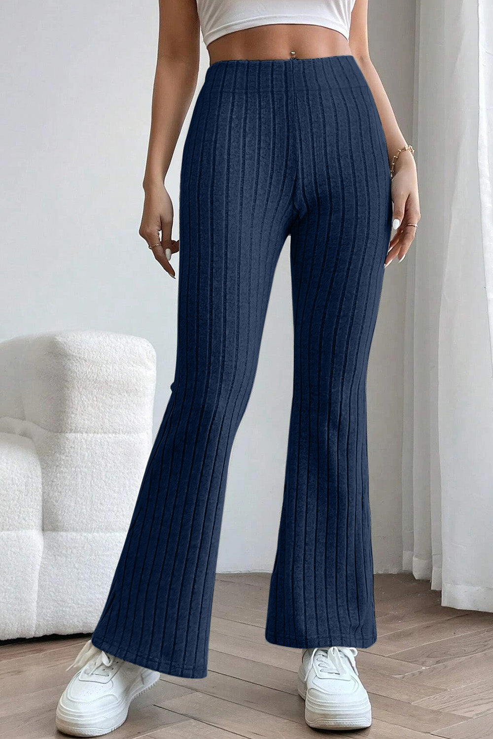 BOTTOM Basic Bae Full Size Ribbed High Waist Flare Pants