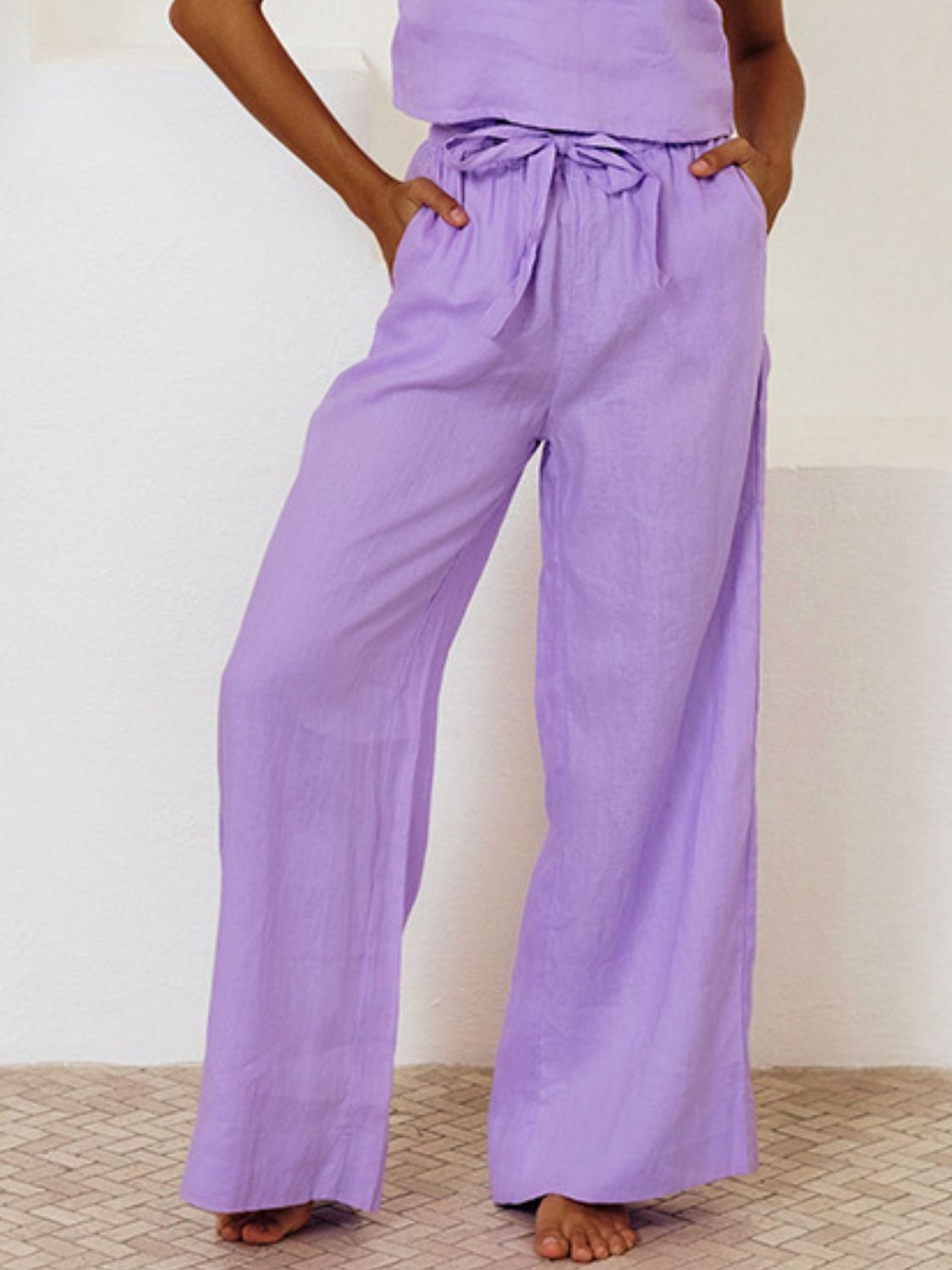 Set Square Neck Sleeveless Top and Pants Set