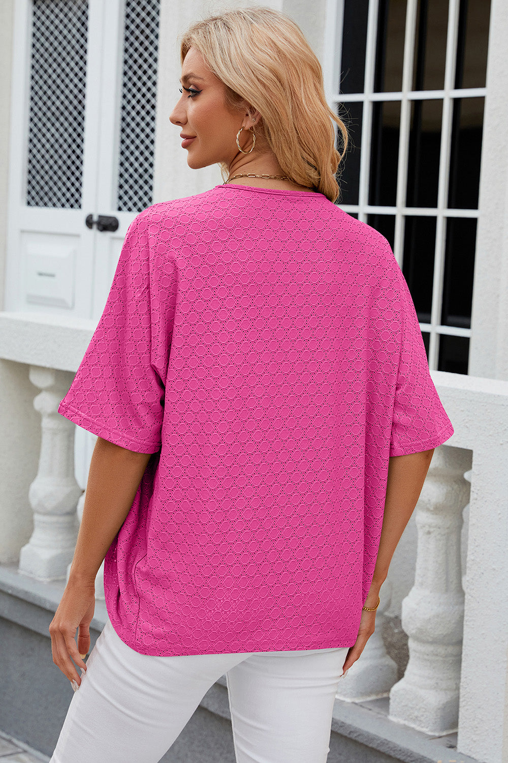 Outerwear Eyelet Open Front Half Sleeve Cardigan