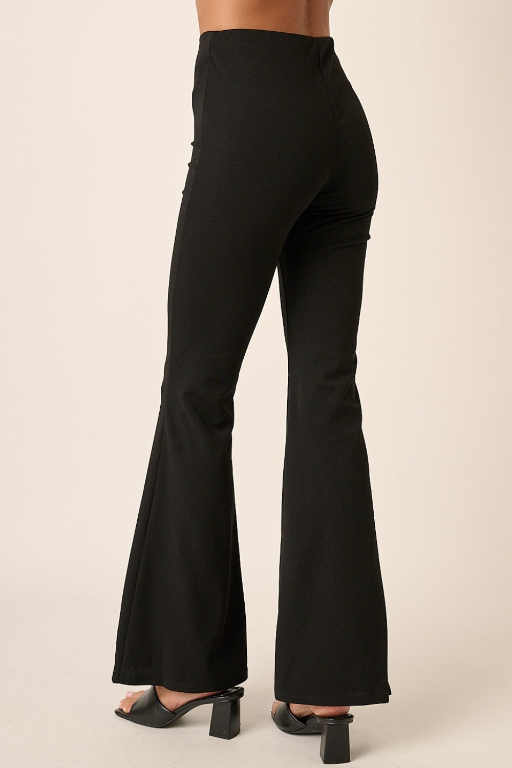 Bottom Mittoshop Crepe Knit Elastic Waist Flare Leg Pants