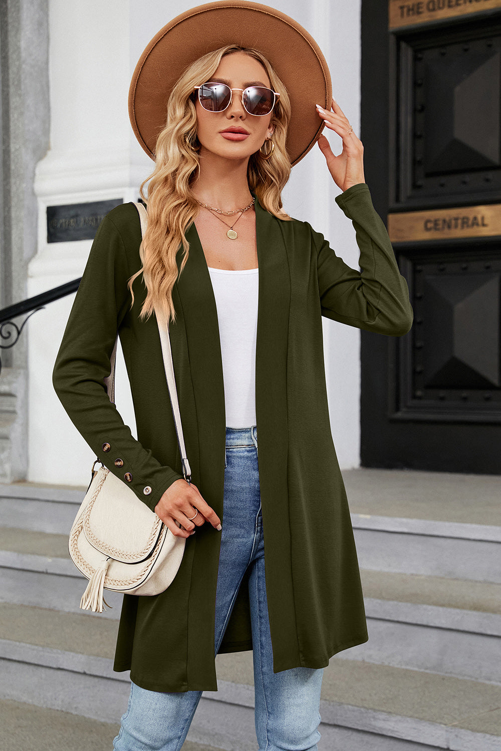 Outerwear Open Front Long Sleeve Cardigan