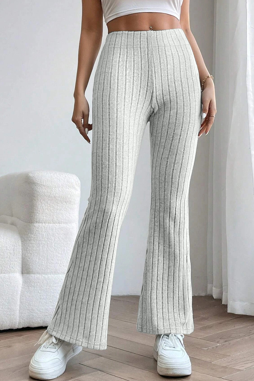 BOTTOM Basic Bae Full Size Ribbed High Waist Flare Pants
