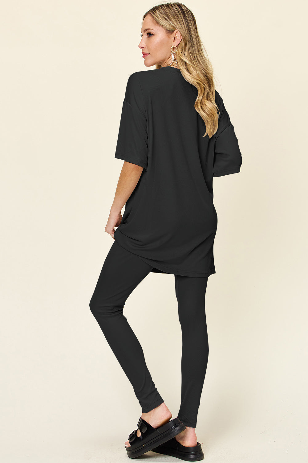 SET Double Take Full Size Round Neck Dropped Shoulder Top and Leggings Set